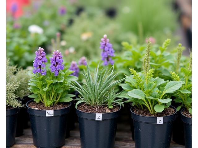 A vibrant selection of potted Idaho native plants, ready for planting, showcasing diversity and health.